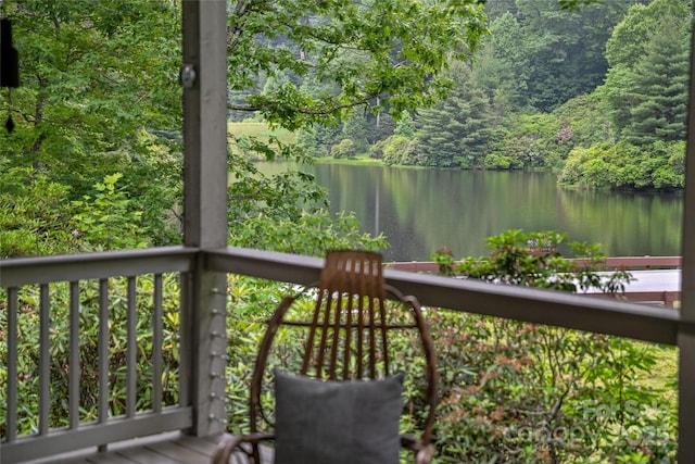 877 Winding Creek Rd, Sapphire, NC 28774 - wooden deck featuring a water view and a forest view
