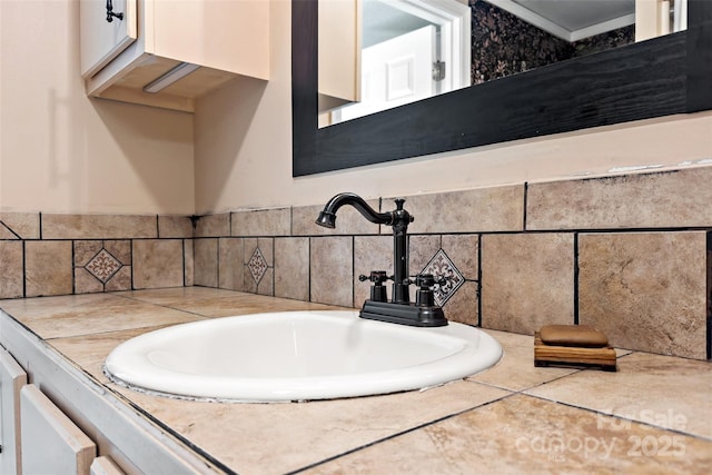 233 Church St, Ellenboro, NC 28040 - bathroom view of vanity and decorative backsplash