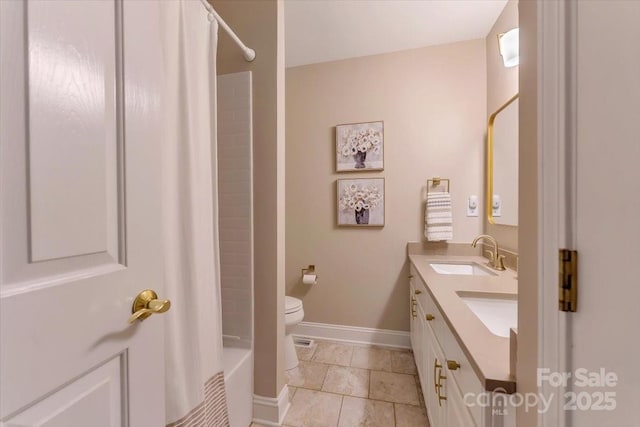 9040 Scottsboro Dr, Huntersville, NC 28078 - full bath featuring double vanity,  shower combination, and tile patterned flooring