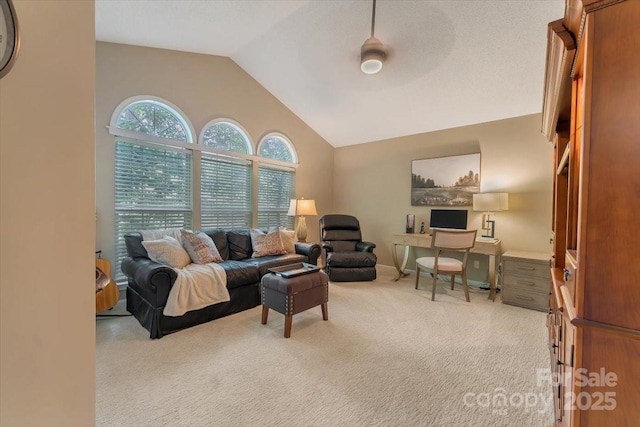 9040 Scottsboro Dr, Huntersville, NC 28078 - carpeted living area featuring lofted ceiling and an office area