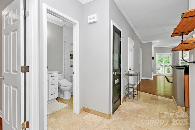 921 NE Dr, Davidson, NC 28036 - hallway with ornamental molding