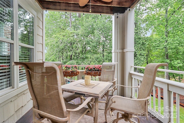 921 NE Dr, Davidson, NC 28036 - balcony featuring a ceiling fan