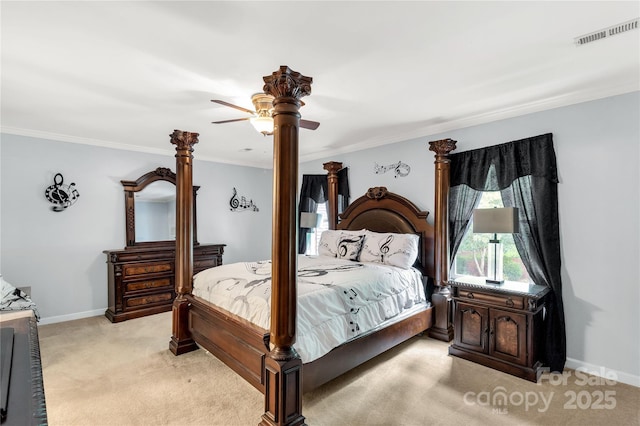 1933 Tara Trl, Lancaster, SC 29720 - bedroom featuring light colored carpet, ornamental molding, and a ceiling fan