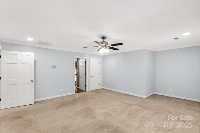 1933 Tara Trl, Lancaster, SC 29720 - unfurnished room with carpet floors, ceiling fan, ornamental molding, and recessed lighting