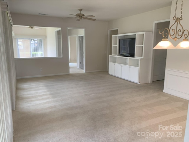 919 Lily Magnolia Ct, Fort Mill, SC 29707 - unfurnished living room featuring a ceiling fan and light colored carpet