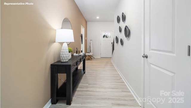 12020 Zazu Way, Charlotte, NC 28215 - hallway with light wood finished floors and recessed lighting