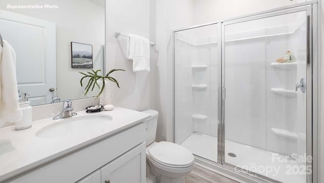 12020 Zazu Way, Charlotte, NC 28215 - bathroom featuring a shower stall and vanity