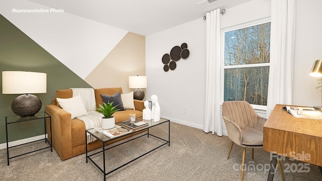 12019 Zazu Way, Charlotte, NC 28215 - living room featuring carpet flooring and baseboards
