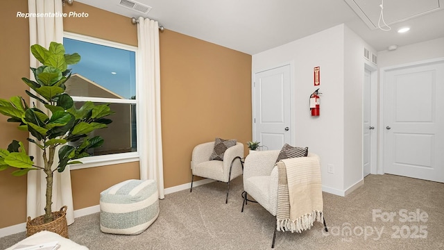 12019 Zazu Way, Charlotte, NC 28215 - living area featuring attic access, carpet, and recessed lighting