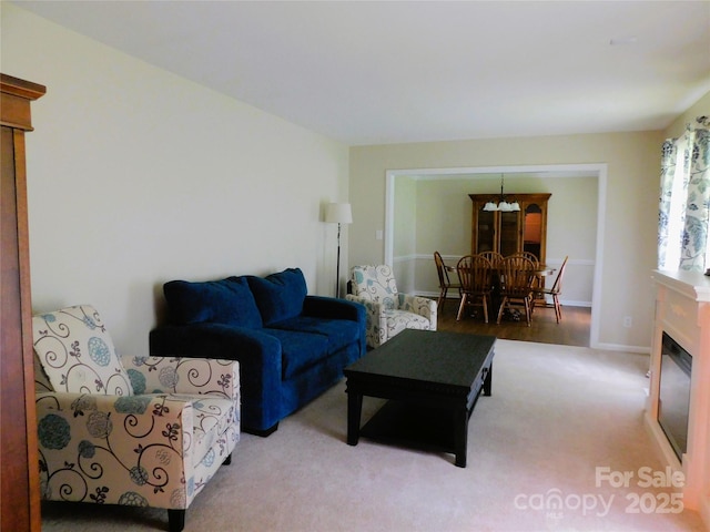 714 Shady Dr, Albemarle, NC 28001 - living room with carpet flooring and a glass covered fireplace