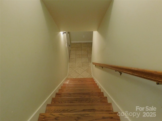 714 Shady Dr, Albemarle, NC 28001 - staircase with tile patterned floors and baseboards