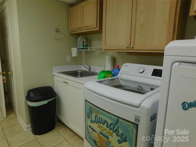 714 Shady Dr, Albemarle, NC 28001 - washroom featuring light tile patterned floors, washing machine and clothes dryer, and cabinet space