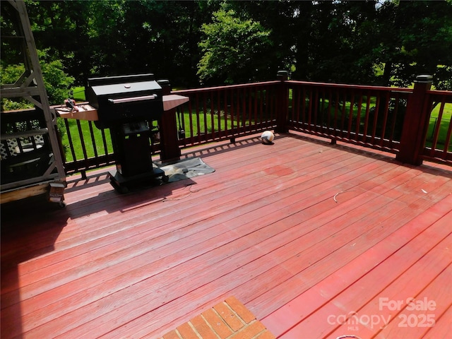 714 Shady Dr, Albemarle, NC 28001 - wooden deck with view of wooded area