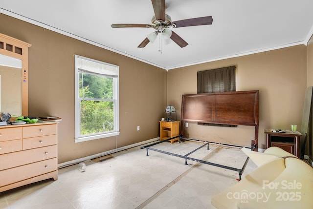 92 Flynn Branch Rd, Asheville, NC 28804 - bedroom featuring ornamental molding and a ceiling fan
