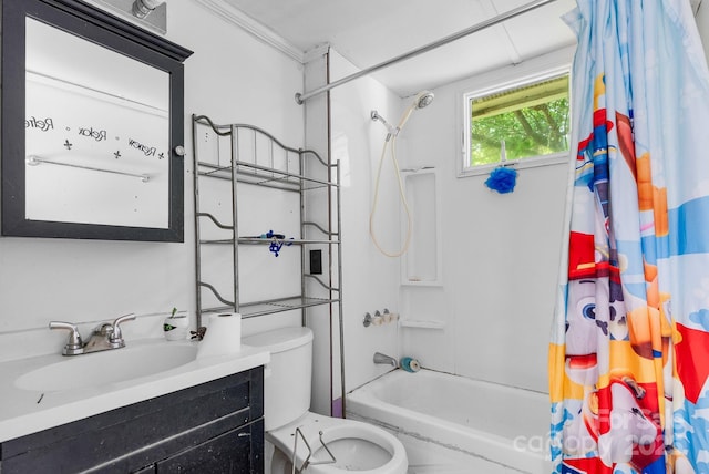 92 Flynn Branch Rd, Asheville, NC 28804 - full bathroom with shower / bath combo with shower curtain, vanity, and crown molding