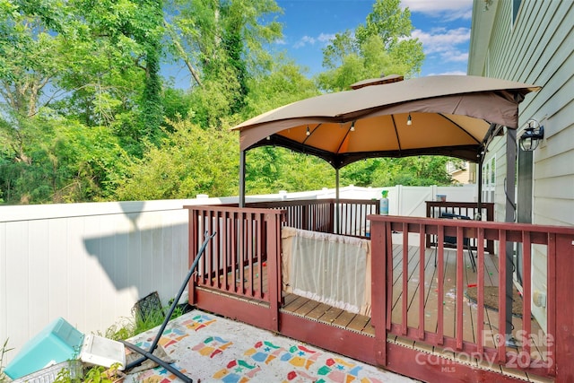 11538 Ardrey Crest Dr, Charlotte, NC 28277 - wooden terrace with a gazebo and a fenced backyard