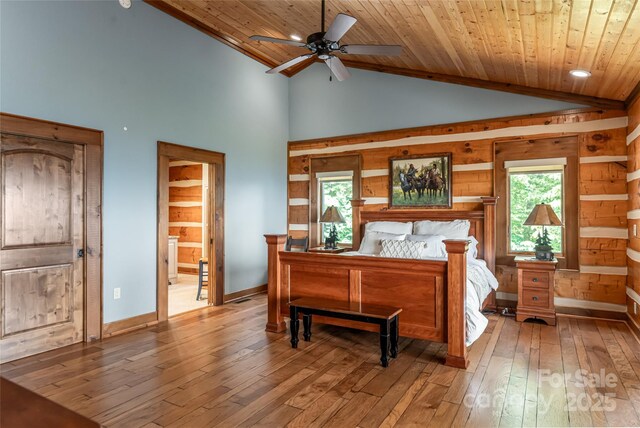 242 Anisidi Trl, Maggie Valley, NC 28751 - bedroom with hardwood / wood-style floors, wooden ceiling, and high vaulted ceiling