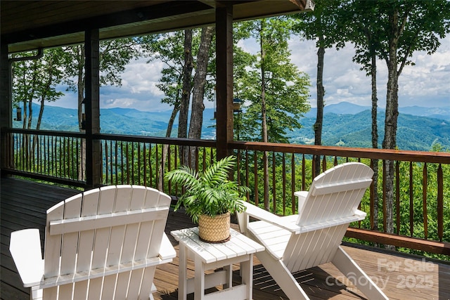 242 Anisidi Trl, Maggie Valley, NC 28751 - wooden terrace with a mountain view