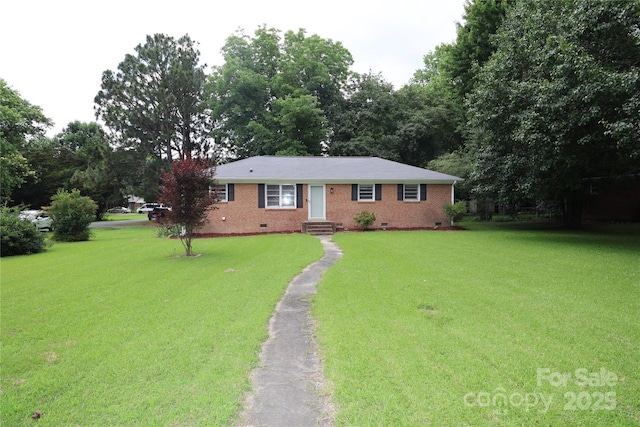 1227 Flowe Dr, Matthews, NC 28104 - ranch-style house featuring crawl space, a front yard, and brick siding