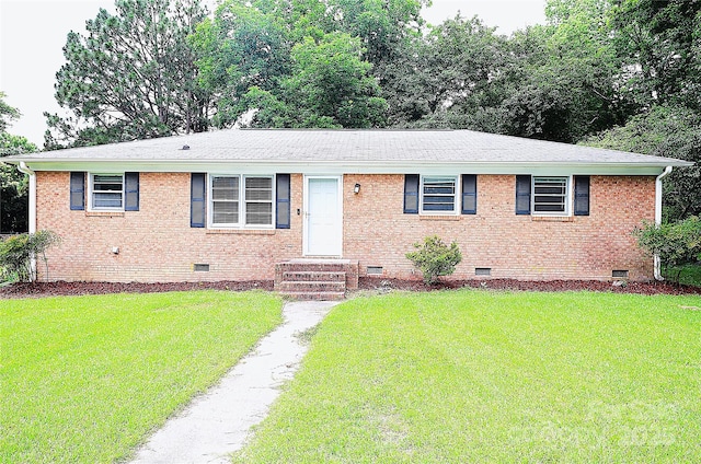 1227 Flowe Dr, Matthews, NC 28104 - ranch-style house featuring crawl space, a front yard, and brick siding
