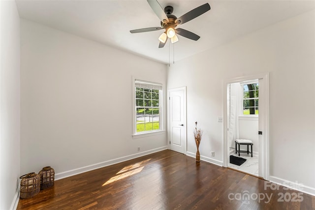 302 White St, Morganton, NC 28655 - spare room featuring dark wood-style floors and ceiling fan