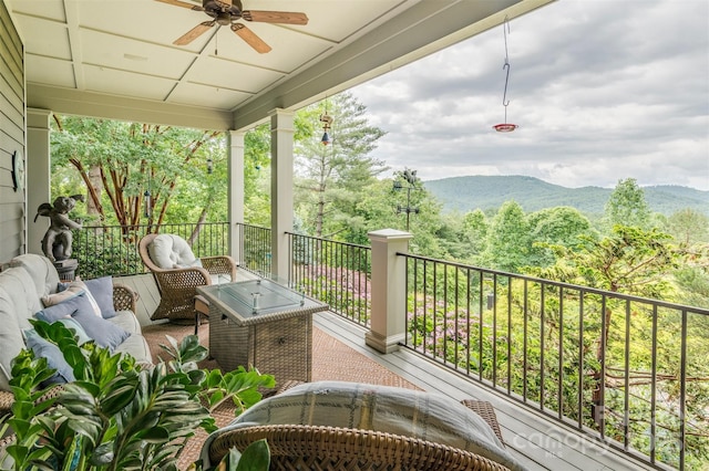 94 Spruce Hill Dr, Hendersonville, NC 28792 - balcony with a ceiling fan and a mountain view