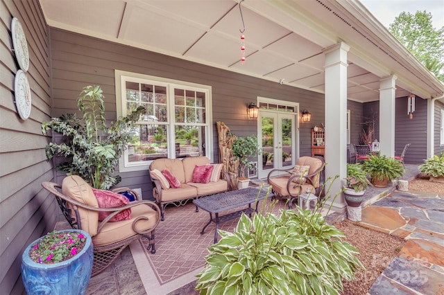 94 Spruce Hill Dr, Hendersonville, NC 28792 - view of patio / terrace featuring french doors and an outdoor living space
