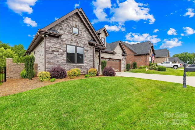 6107 Gold Springs Way, Denver, NC 28037 - view of front of home featuring stone siding, an attached garage, and driveway