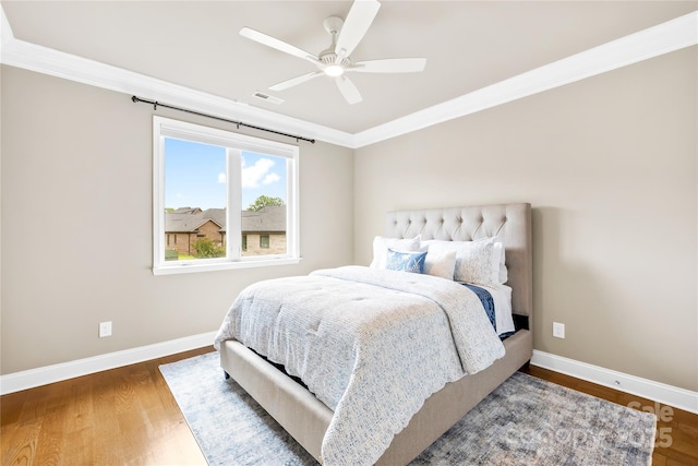 6107 Gold Springs Way, Denver, NC 28037 - bedroom featuring ornamental molding, wood finished floors, and ceiling fan