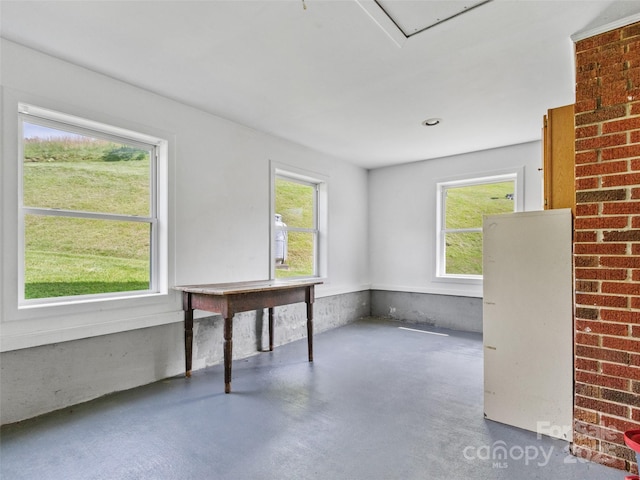 244 Carl Fox Rd, Burnsville, NC 28714 - unfurnished dining area featuring finished concrete floors