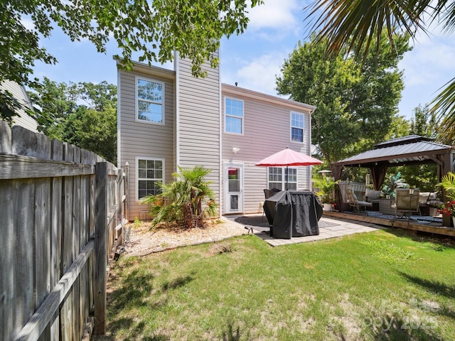 1252 Winding Path Rd, Lake Wylie, SC 29710 - rear view of house featuring a gazebo, an outdoor hangout area, a patio, and a chimney