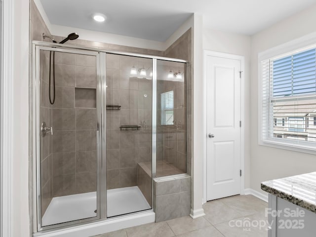 567 Big Sur Loop, Asheville, NC 28806 - full bath featuring tile patterned floors, a stall shower, and vanity