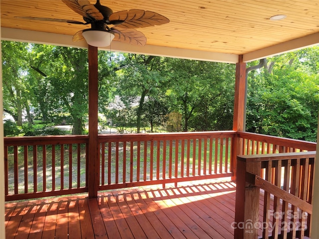 94 James St SW, Concord, NC 28025 - wooden terrace featuring a ceiling fan