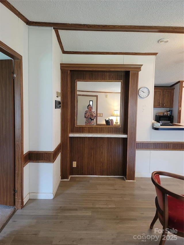 111 Crystal Creek Dr, China Grove, NC 28023 - corridor with a textured ceiling, crown molding, and wood finished floors