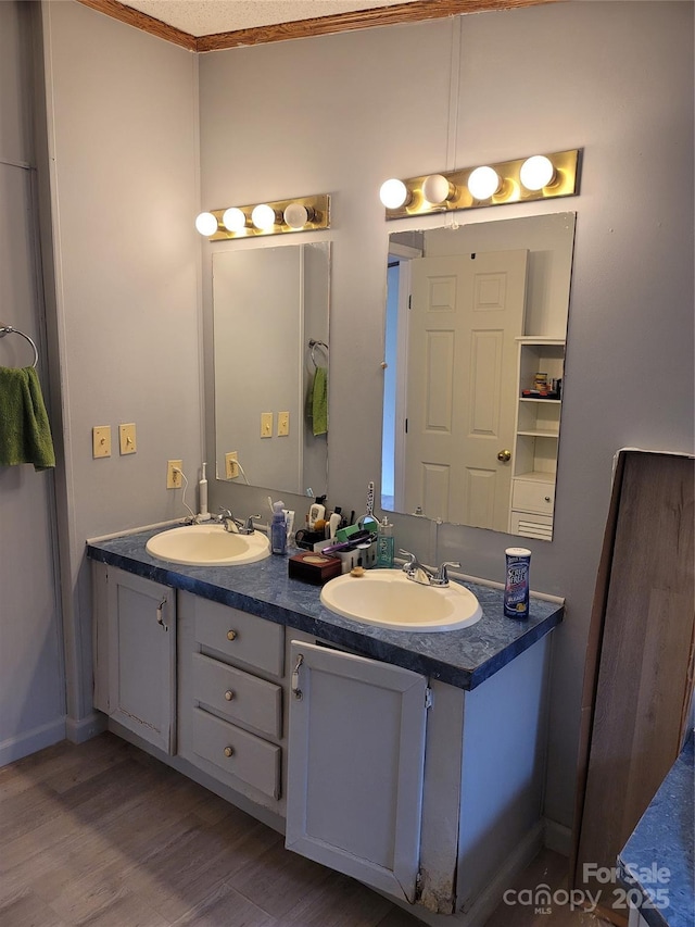 111 Crystal Creek Dr, China Grove, NC 28023 - full bath featuring double vanity and wood finished floors