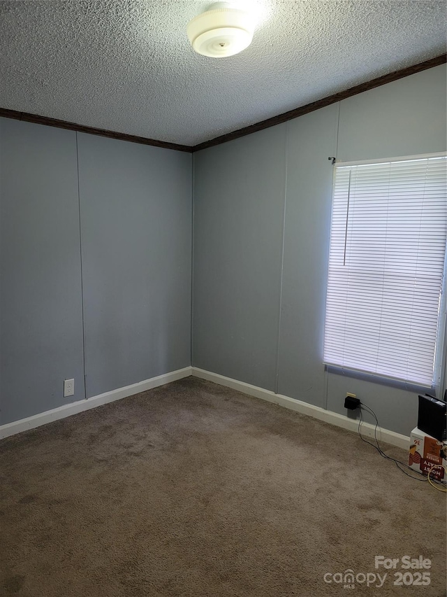 111 Crystal Creek Dr, China Grove, NC 28023 - carpeted empty room with a textured ceiling and ornamental molding