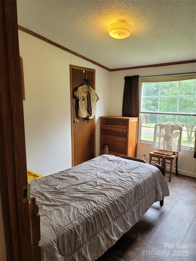 111 Crystal Creek Dr, China Grove, NC 28023 - bedroom featuring a textured ceiling and ornamental molding