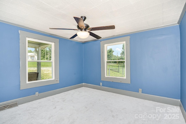 439 Neisler Rd, Concord, NC 28025 - carpeted spare room with plenty of natural light, a ceiling fan, and crown molding