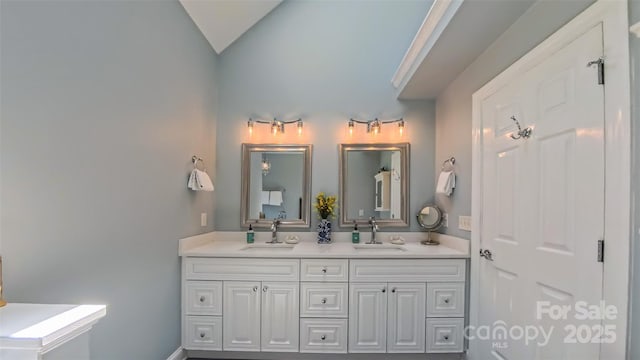 1240 Fawn Ridge Rd NW, Concord, NC 28027 - full bath featuring double vanity and lofted ceiling