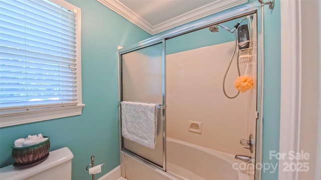 1240 Fawn Ridge Rd NW, Concord, NC 28027 - full bath featuring ornamental molding and shower / bath combination with glass door