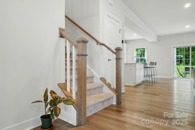 812 Dogwood Creek Ln, Indian Trail, NC 28079 - stairs with recessed lighting and wood finished floors