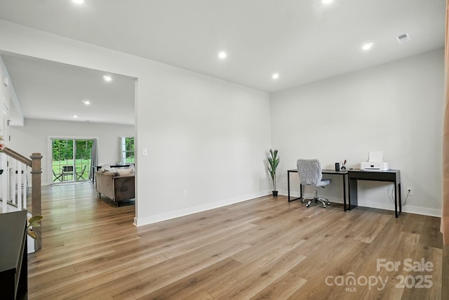 812 Dogwood Creek Ln, Indian Trail, NC 28079 - office area featuring light wood finished floors and recessed lighting