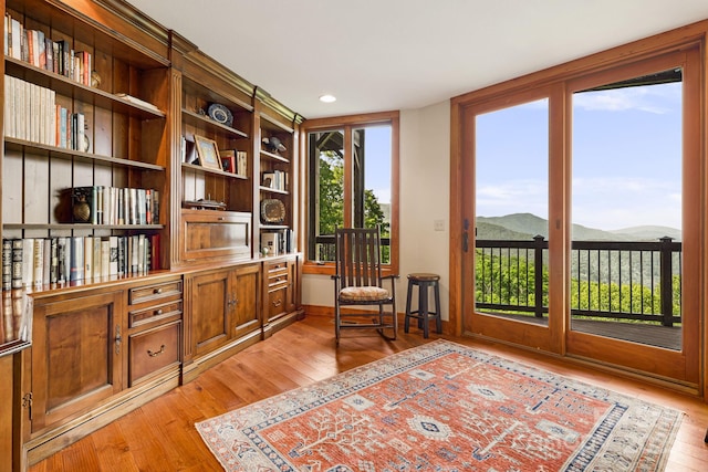 197 Cherry Knob Dr Unit 23, Mars Hill, NC 28754 - sitting room featuring a mountain view, light wood-type flooring, and recessed lighting