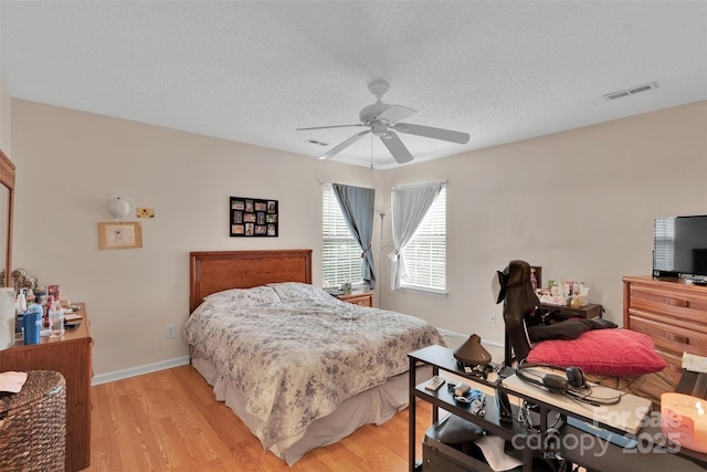 15248 Pangborn Pl, Charlotte, NC 28278 - bedroom featuring light wood-type flooring, ceiling fan, and a textured ceiling