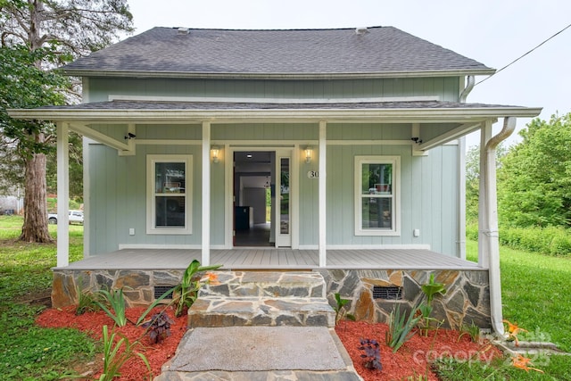 308 Hickory St, Granite Falls, NC 28630 - rear view of house with covered porch and roof with shingles