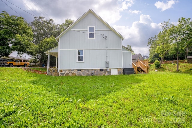 308 Hickory St, Granite Falls, NC 28630 - rear view of house featuring a yard and crawl space