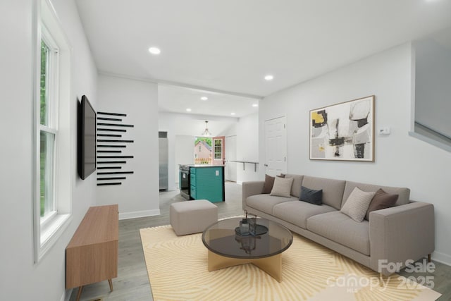 308 Hickory St, Granite Falls, NC 28630 - living area featuring light wood-type flooring and recessed lighting
