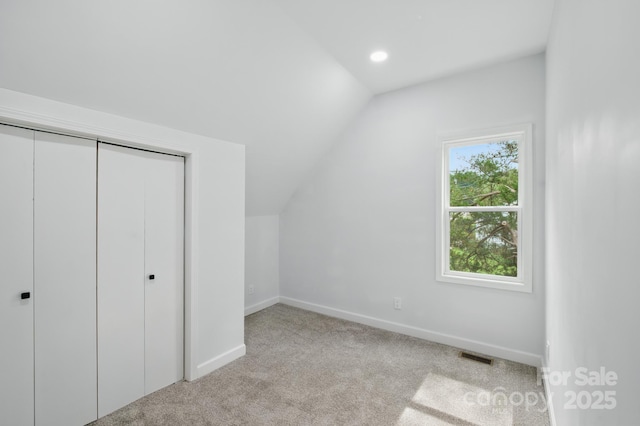 308 Hickory St, Granite Falls, NC 28630 - additional living space with vaulted ceiling, carpet, and recessed lighting