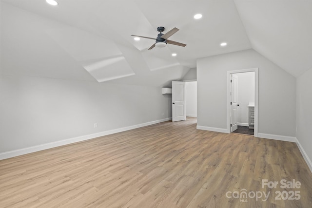 1115 Sides Rd, Salisbury, NC 28146 - bonus room featuring lofted ceiling, a ceiling fan, light wood finished floors, and recessed lighting