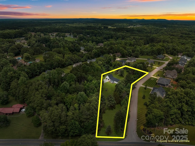 1115 Sides Rd, Salisbury, NC 28146 - aerial view at dusk of a forest view and property boundaries highlighted